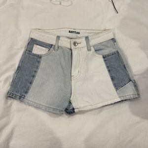 BAYEAS Women's Trendy Blue and White Jean Shorts